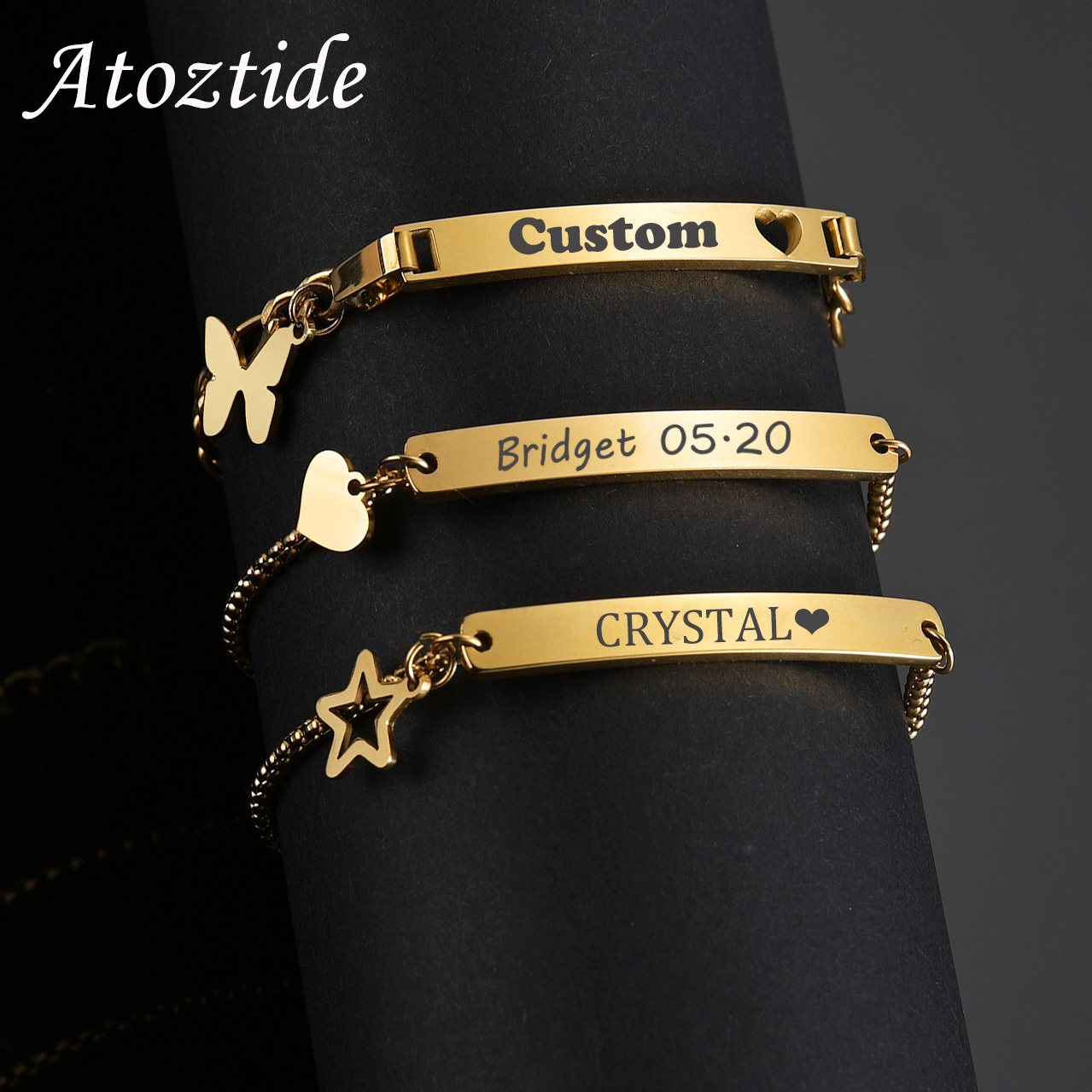 Bracelet Link Remover - Atoztide Personalized Engrave Baby Name Heart