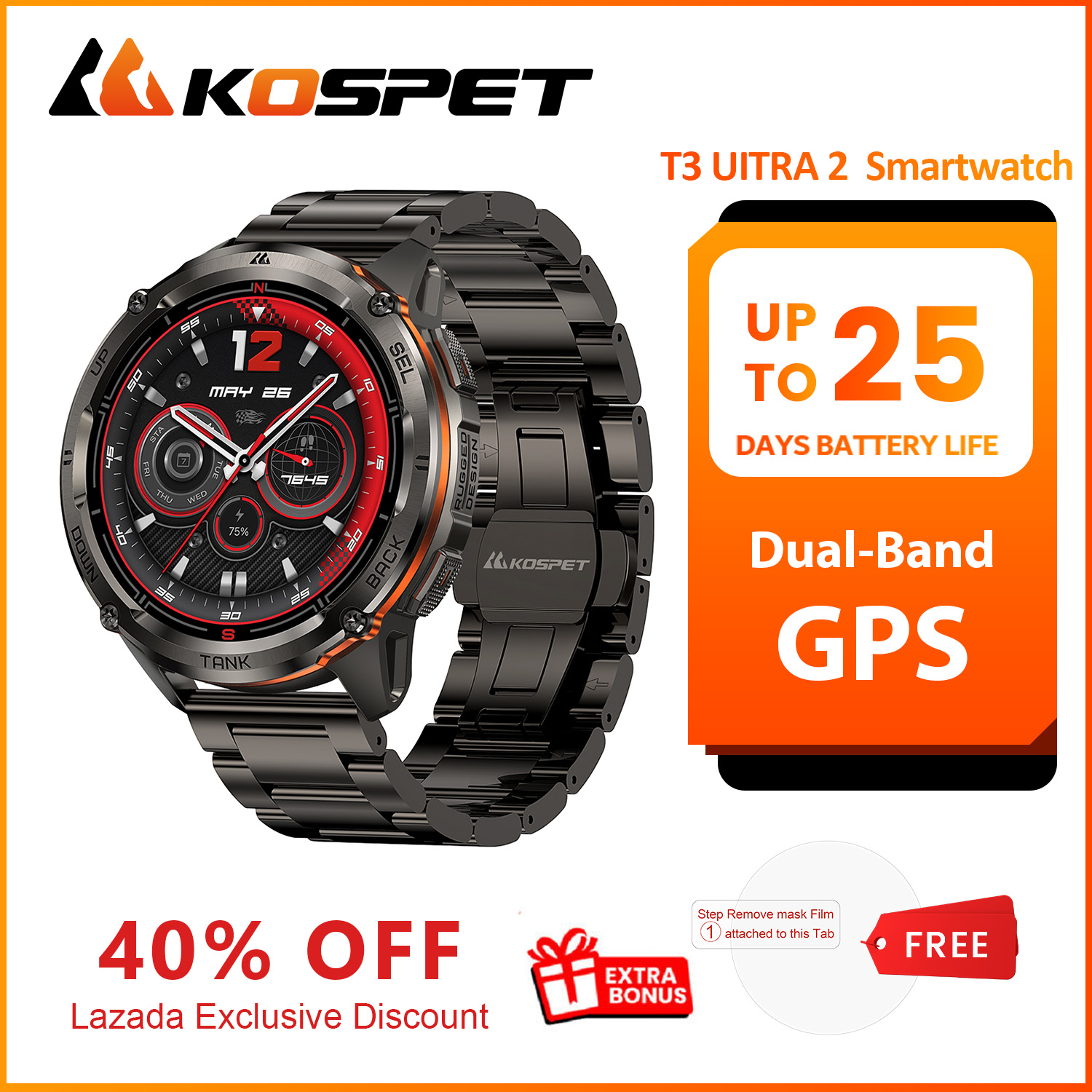 2026 New KOSPET TANK T3 Uitra2 - огляд і ціна Smartwatch Premium Watches For Men