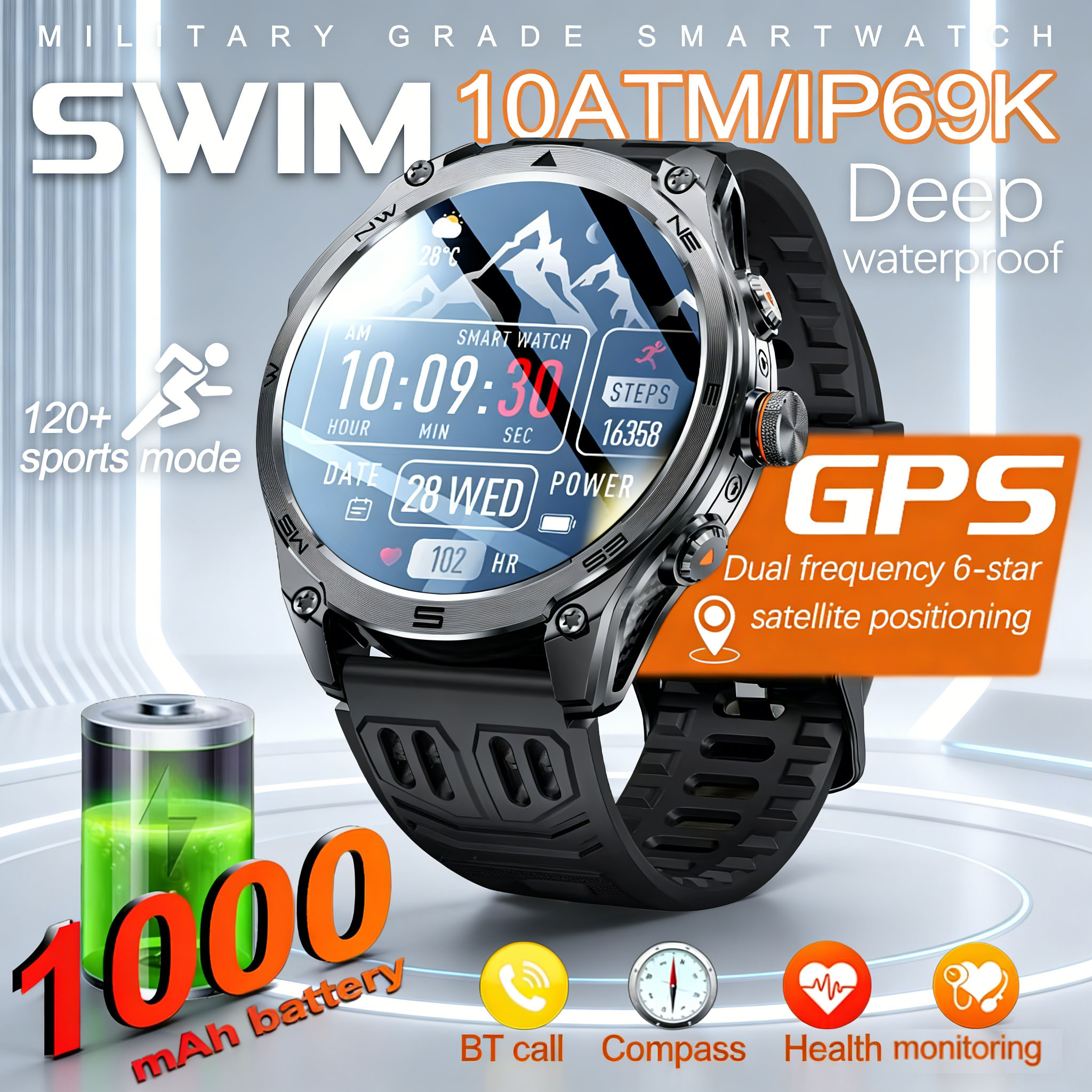 GPS SmartWatch IP69 Waterproof - огляд і ціна Smartwatch Premium Watches For Men