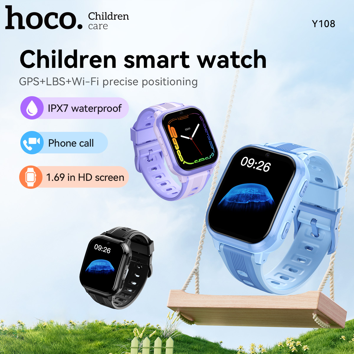 HOCO Y108 1.69inch HD LCD Curv - огляд і ціна Smartwatch Watches For Kid Boy With Gps